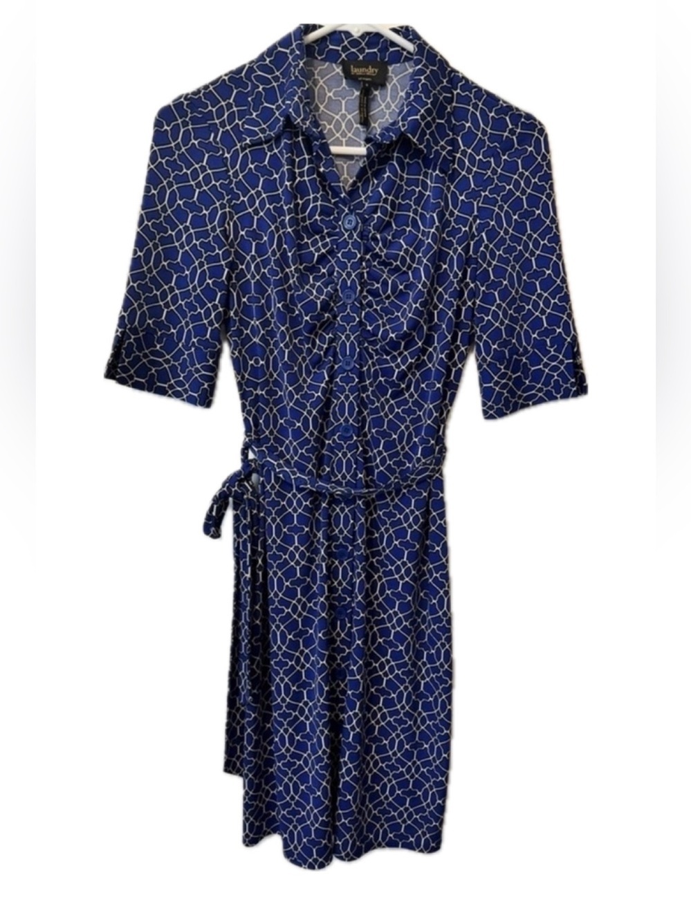Laundry by Shelli Segal Cobalt Blue Geometric Shirt Dress Size 0